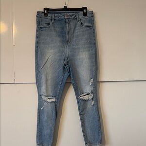 Women's American Eagle Ultra High waisted Light Blue Distressed Skinny Jeans